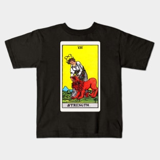 Card #8 - Strength - Rider Waite Smith Tarot Kids T-Shirt